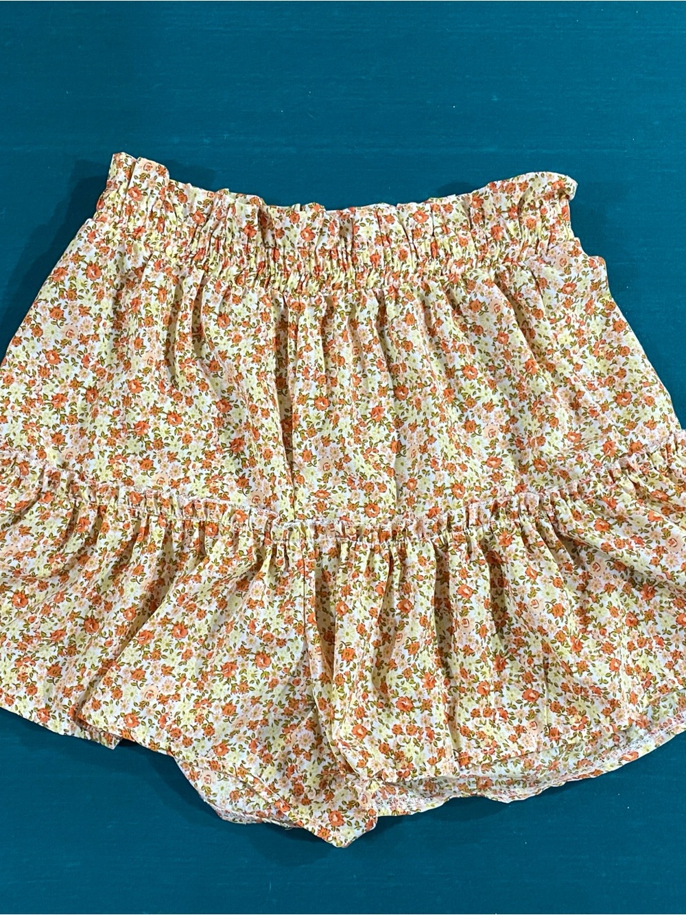 Cream Floral Tiered Ruffle Shorts